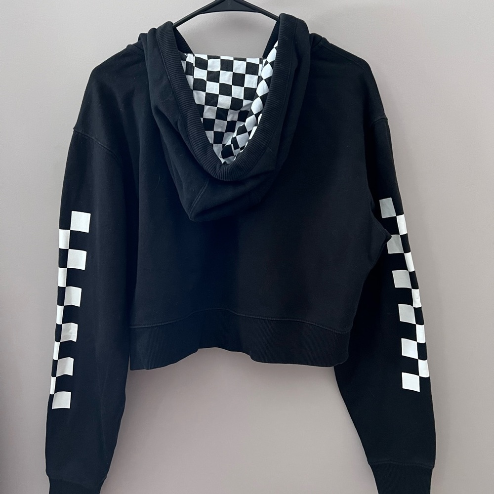Vans Black & White Logo Checkerboard Zip Hoodie - Picture 2 of 4